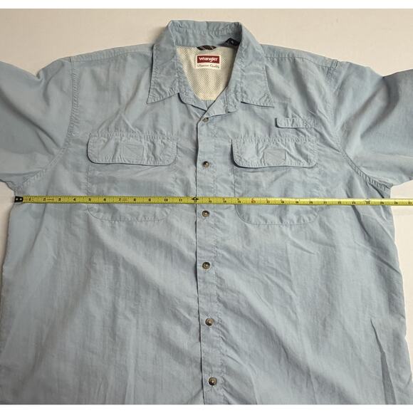 Wrangler Premium Quality Blue Short Sleeve Button Down Work Shirt Men's Size XL - Picture 10 of 11